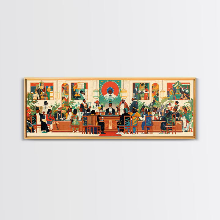 African Community Courtroom Wall Art, Modern African Art, Black Culture Canvas Print, Vibrant Statement Office Decor Gift
