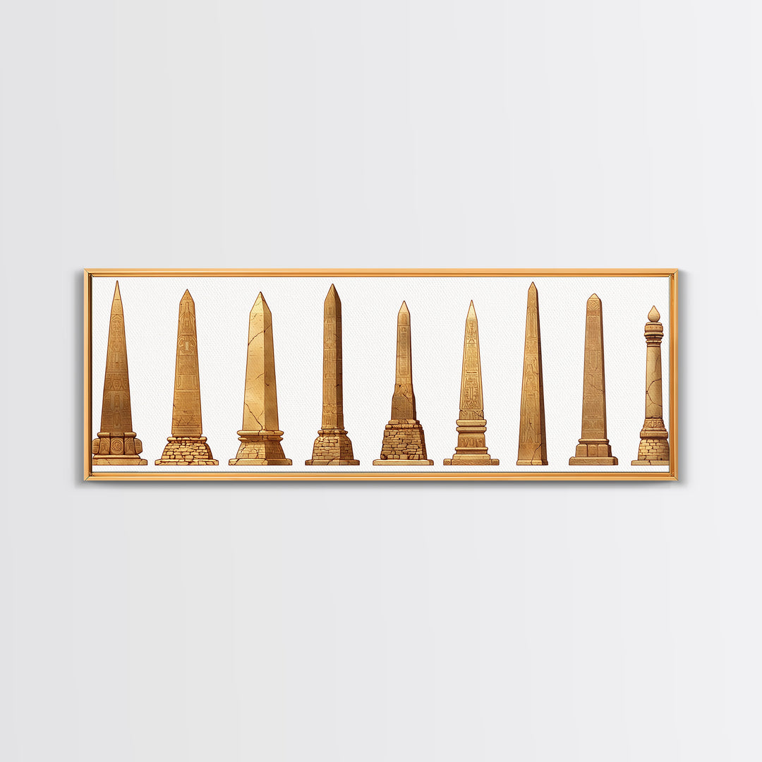 Egyptian Obelisk Collection Wall Art, Ancient African Art, Minimalist Canvas Print, Neutral Museum Gallery Home Decor Gift