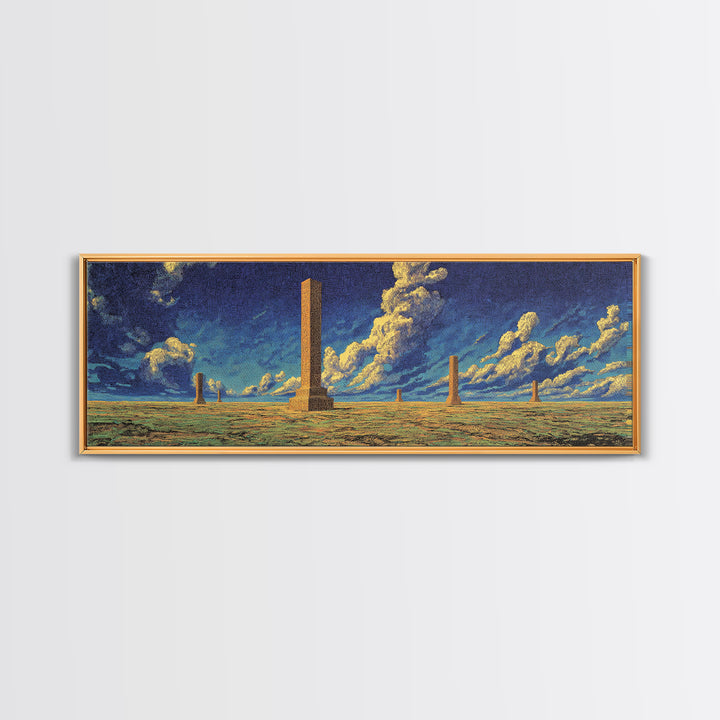Desert Obelisk Under Starry Blue Sky Canvas Print, African Wall Art, Ancient African Art, Mystical Wall Decor, Digital Art