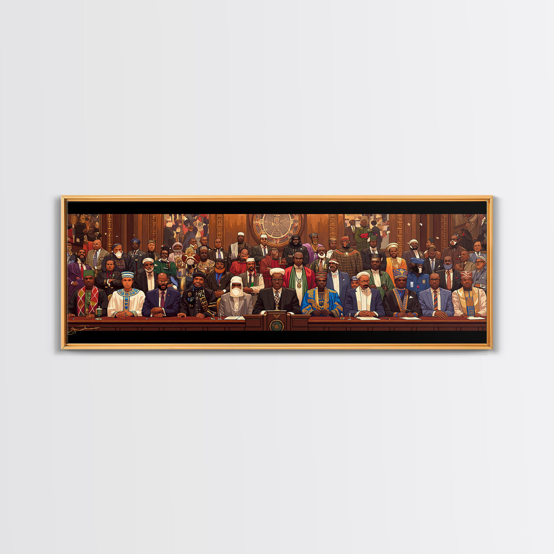 Pan African Assembly Of Leaders Wall Art, African American Art, Black Culture Art, Cultural Wall Decor, Juneteenth Art Gift