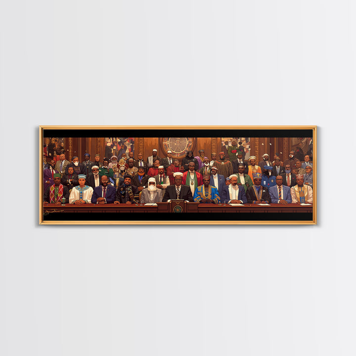 Pan African Assembly Of Leaders Wall Art, African American Art, Black Culture Art, Cultural Wall Decor, Juneteenth Art Gift