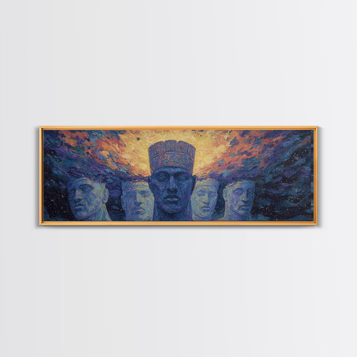 Cosmic Ancestral African Faces Canvas Print, African Portrait, Black African Art, Spiritual Wall Art, Afrocentric Home Decor