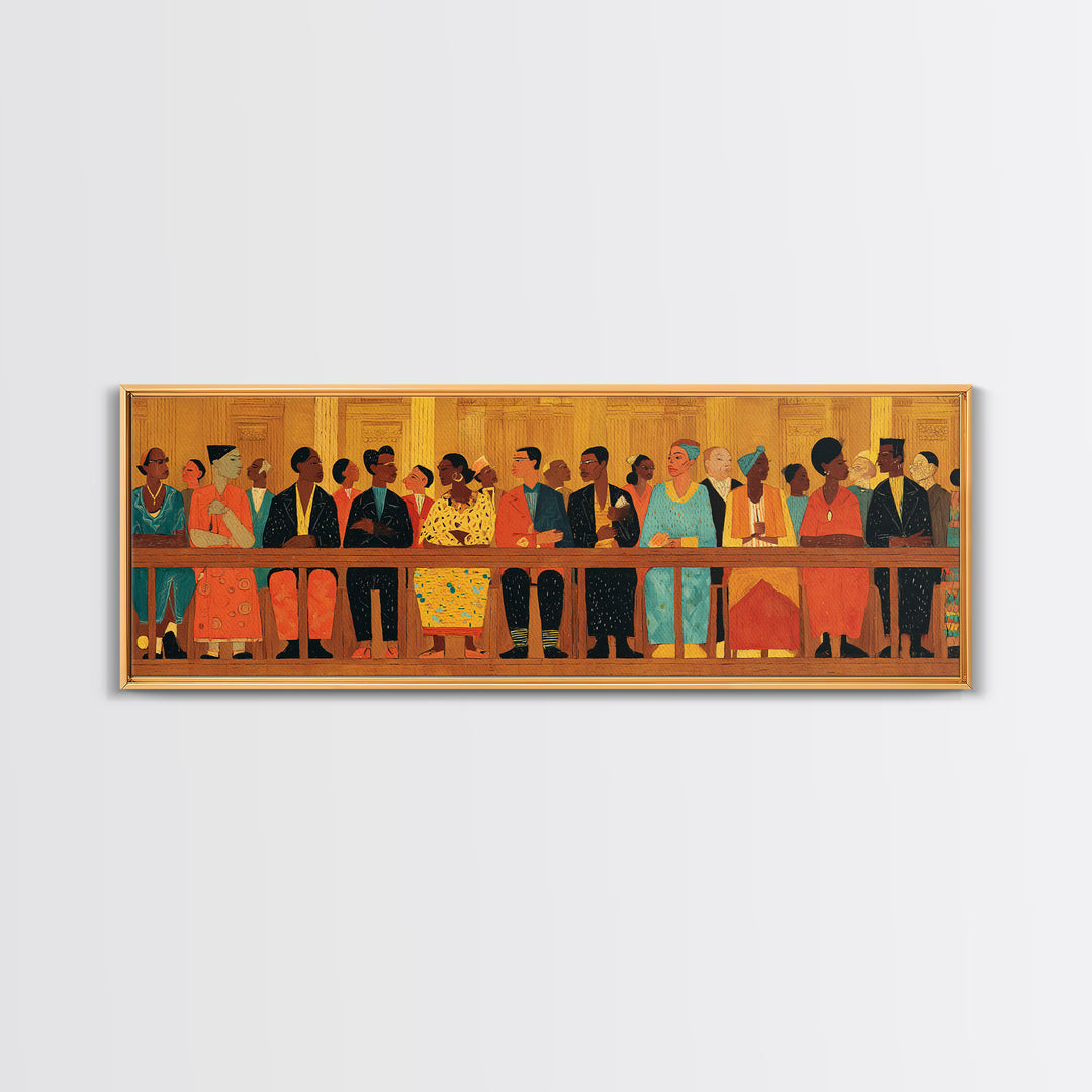 Elegant African Community Gathering Wall Art, Black Culture Canvas Print, Afrocentric Decor, Juneteenth Home Decor Meaningful Gift