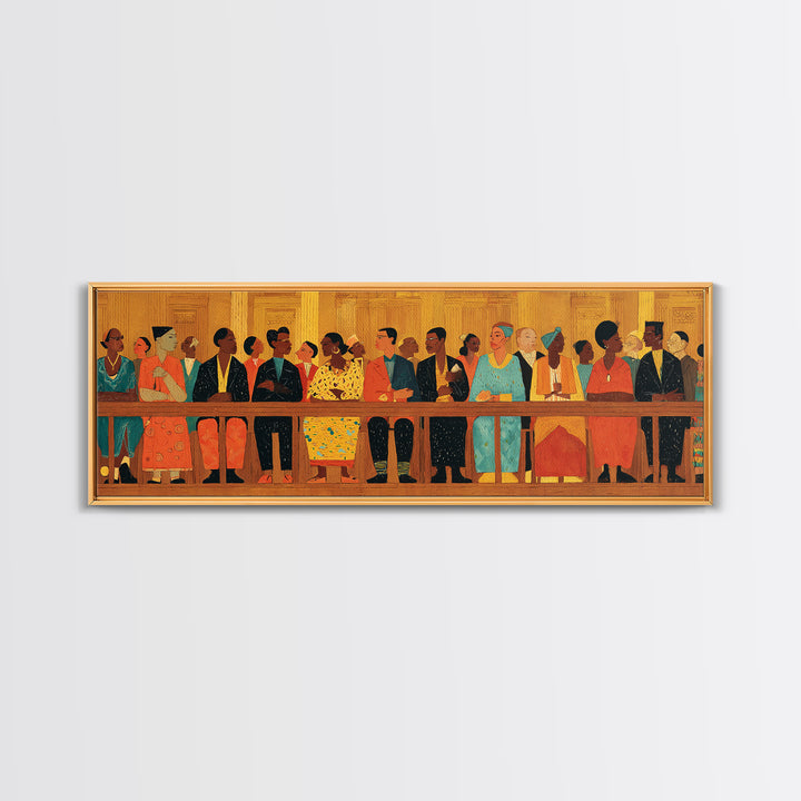 Elegant African Community Gathering Wall Art, Black Culture Canvas Print, Afrocentric Decor, Juneteenth Home Decor Meaningful Gift