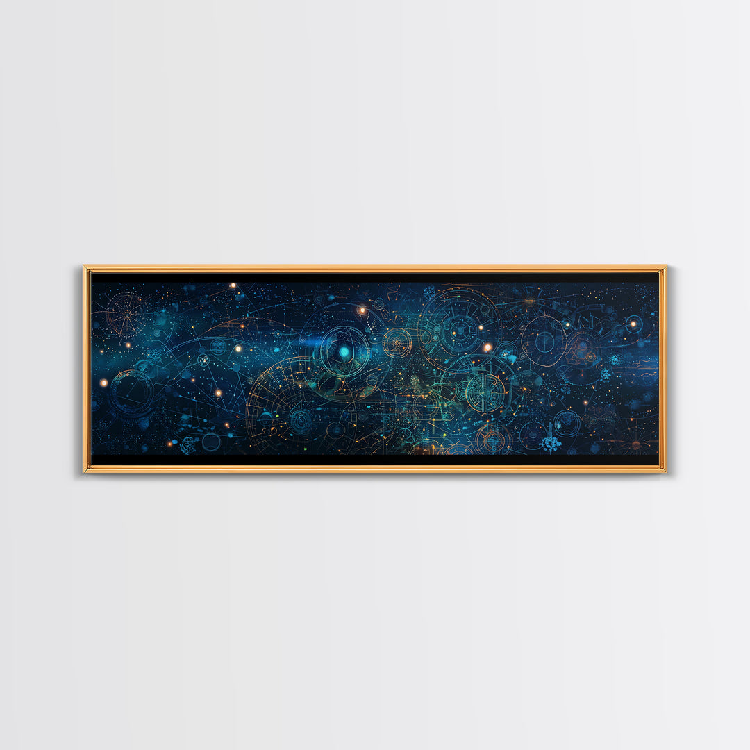 Blue Cosmic Star Map Canvas Print, Abstract Wall Art, Modern Office Decor, Digital Art Inspired Space Home Decor, Housewarming Gift