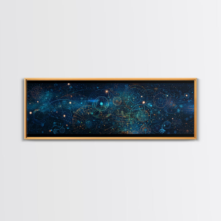 Blue Cosmic Star Map Canvas Print, Abstract Wall Art, Modern Office Decor, Digital Art Inspired Space Home Decor, Housewarming Gift