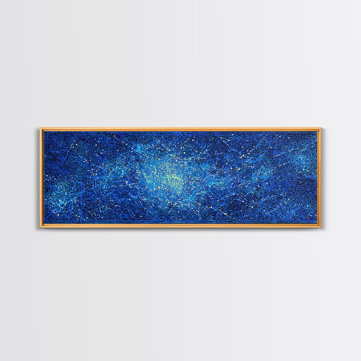 Blue Cosmic Starfield Abstract Wall Art, Modern Galaxy Canvas Decor, Dreamy Large Wall Art Prints, Teal Celestial Home Decor
