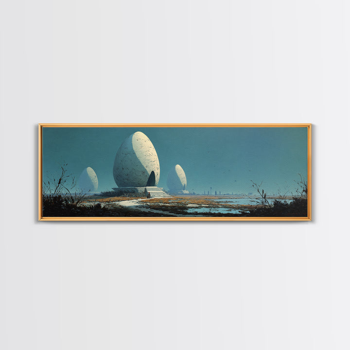 Surreal White Dome Landscape Wall Art, Sci Fi Canvas Print, Modern Wall Decor, Nature Scene Art, Unique Home Decor Gift, Poster