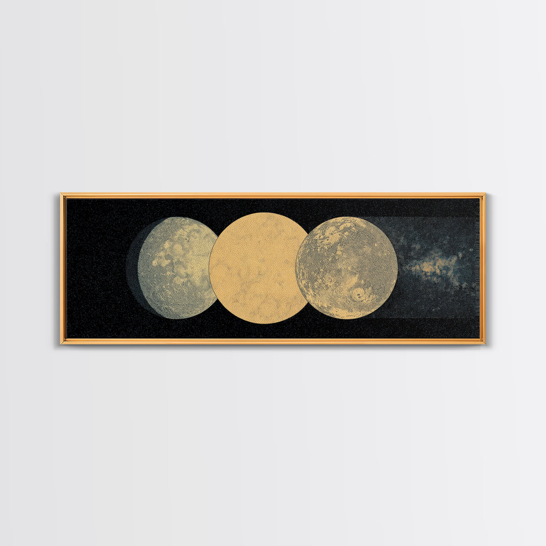 Triple Moon Texture Canvas Print, Minimalist Wall Art, Beige Wall Art, Black Art Print, Dreamy Wall Art, Bedroom Decor Gift