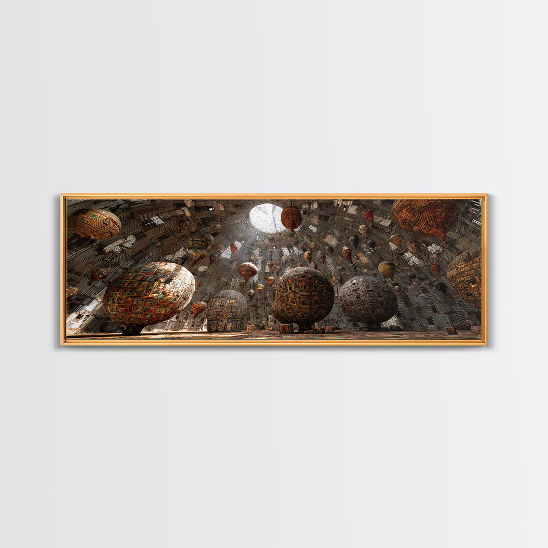 Floating Tribal Spheres Cave Wall Art, Afrofuturism Decor, African Abstract Art Print, Statement Gallery Living Room Decor