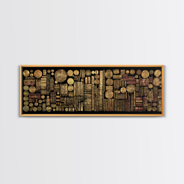 Gold Tribal Geometry And Circle Grid Wall Art Abstract African Art Luxury Canvas Decor Modern Ethnic Wall Decor For Living Room