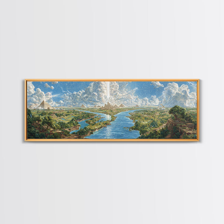 Ancient Nile River Pyramids Landscape Canvas Print, Egyptian African Wall Art, Safari Decor, Cultural History Home Decor