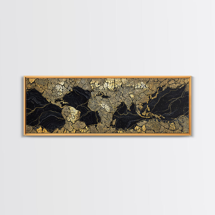 Black And Gold Africa World Map Canvas Print, African Wall Art, Luxury Office Decor, Travel Poster, Modern Home Decor Gift