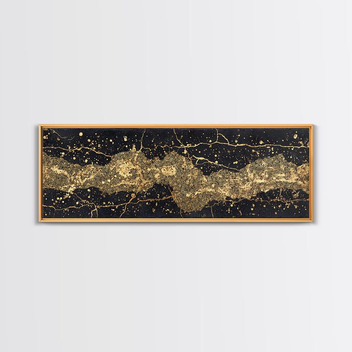 Black And Gold Abstract African Art Canvas Print, Luxury Modern Wall Decor, Textured Map Inspired Statement Home Decor Gift