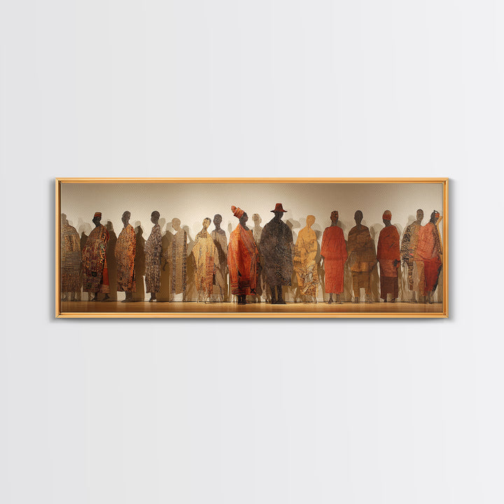 Textured African Figures In Gallery Canvas Print, Modern African Art, Ethnic Wall Decor, Cultural Home Decor, Large Wall Art