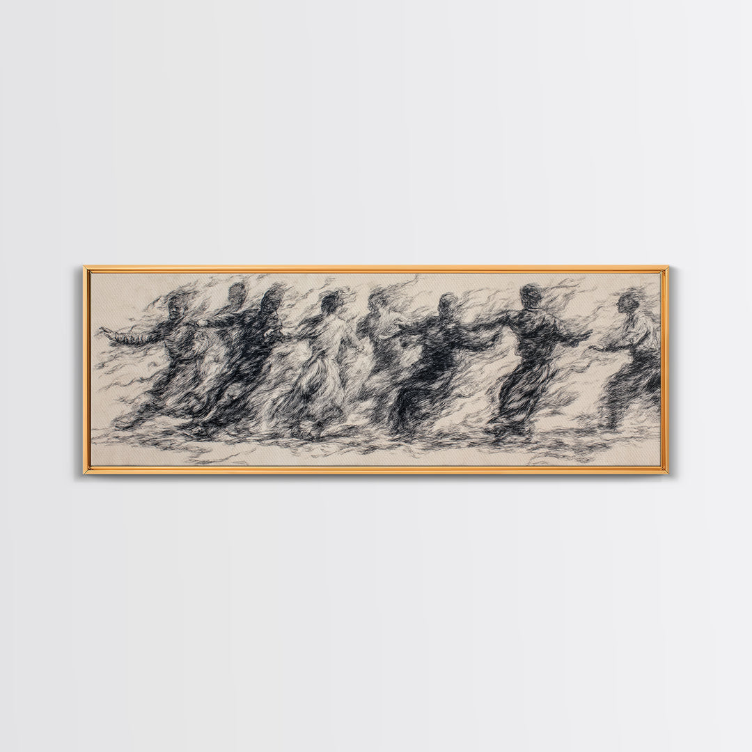 Smoky Charcoal Figures In Motion Wall Art, Abstract African Art Print, Minimalist Black Decor, Contemporary Gallery Piece