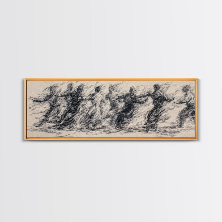 Smoky Charcoal Figures In Motion Wall Art, Abstract African Art Print, Minimalist Black Decor, Contemporary Gallery Piece