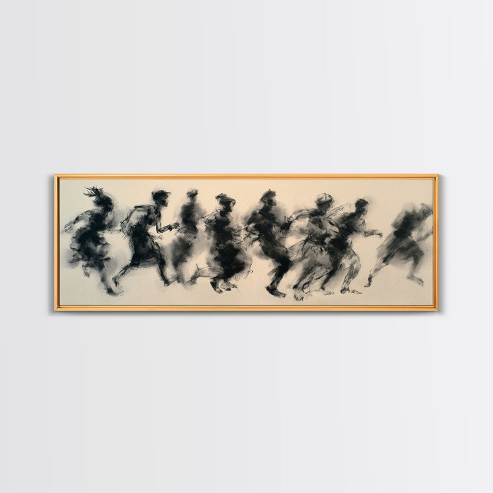 Running Silhouette Charcoal Study Wall Art, African Warrior Art, Abstract Black Art Print, Modern Office Decor, Statement Piece