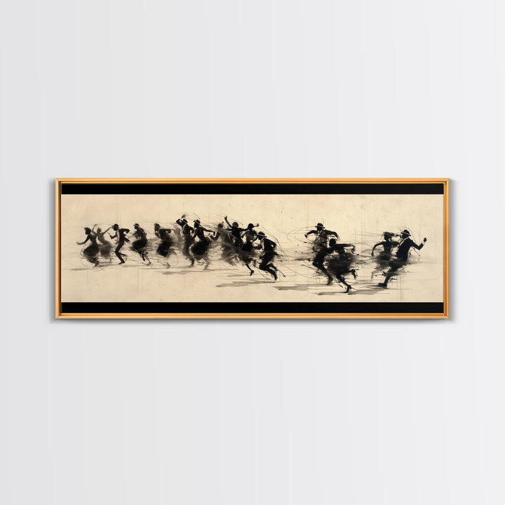 Sepia Polo Riders Racing Across Field Wall Art, African Safari Art, Dynamic Sports Canvas Print, Rustic Living Room Decor