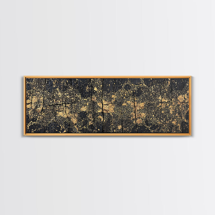 Gold Dot World Map Abstract Wall Art, African Travel Canvas Print, Black And Gold Design, Luxury Office Decor Gift For Him
