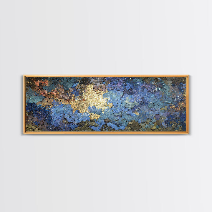 Blue Gold Textured Abstract Wall Art, Modern African Inspired Canvas Decor, Earth Tone Art Print For Office Or Bedroom Decor