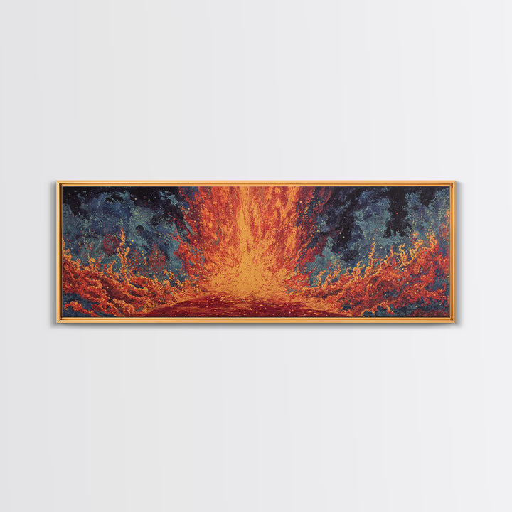 Fiery Abstract Ocean Wave Wall Art, Orange Blue Seascape Canvas, Modern African Inspired Decor, Bold Living Room Statement