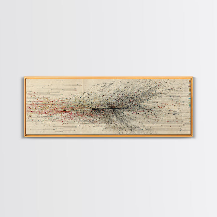 Abstract Migration Wall Art, Black And Red Particle Swarm, Minimalist Motion Drawing, Modern African Inspired Decor Canvas