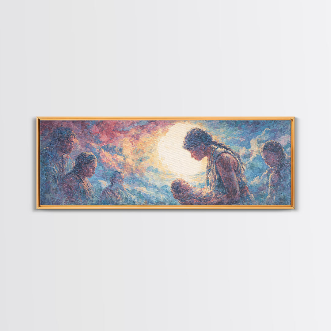 Tender Holy Family Nativity Wall Art, African American Art, Spiritual Black Family Portrait, Christian Home Decor Gift For Her
