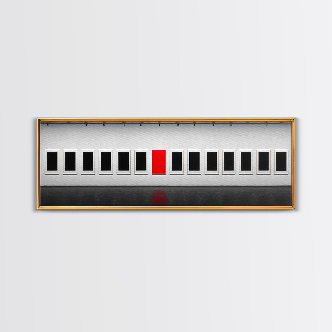Red Frame Gallery Wall Art, Minimalist Museum Painting, Modern Abstract Wall Decor, Statement Piece For Living Room Home Decor Gift