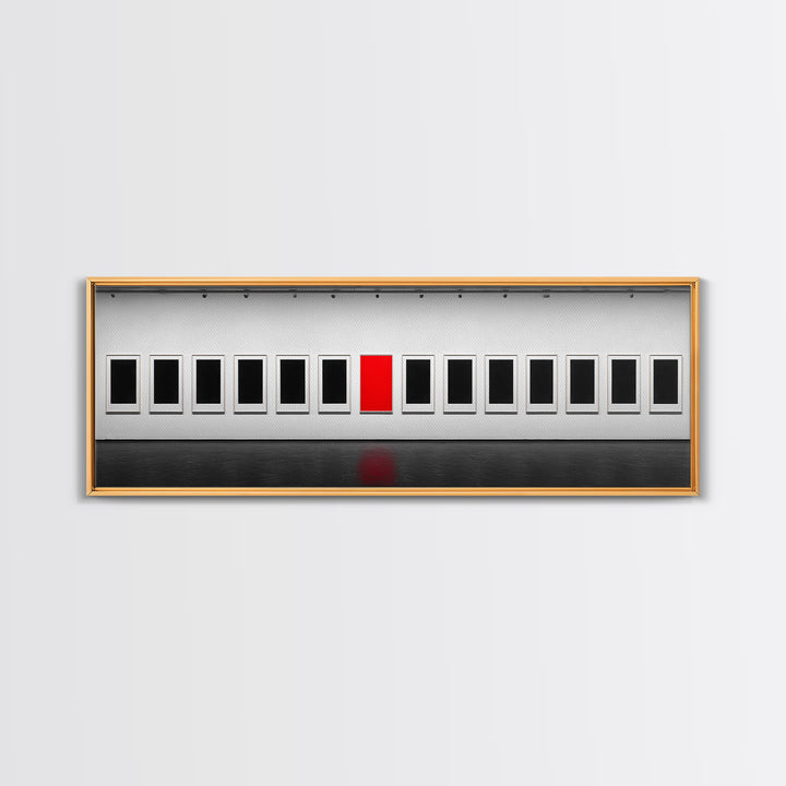 Red Frame Gallery Wall Art, Minimalist Museum Painting, Modern Abstract Wall Decor, Statement Piece For Living Room Home Decor Gift