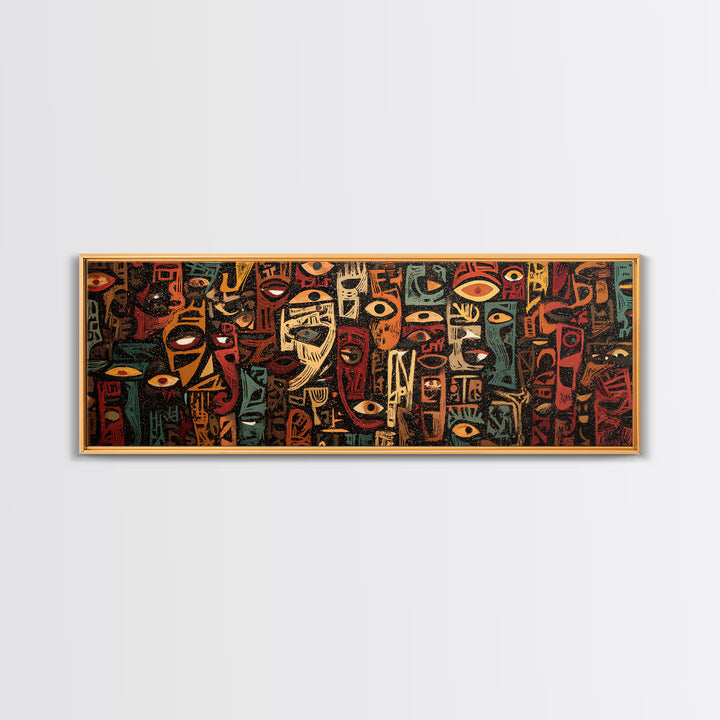 Abstract African Mask Canvas Print, Tribal Face Artwork, Afrocentric Wall Decor, Modern African Art For Bold Home Decor Gift