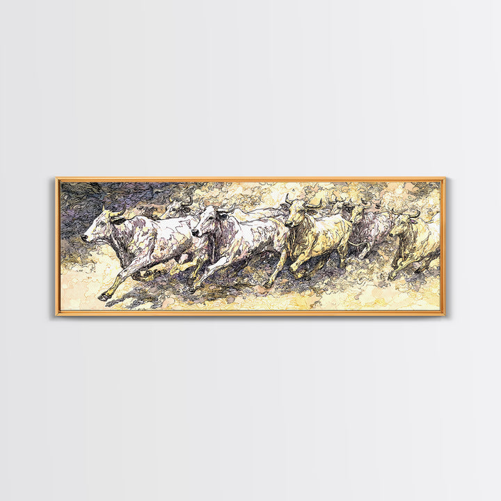 Galloping White Horses Canvas Print, Expressive Sketch Wall Art, Neutral Animal Artwork, Elegant Home Decor For Horse Lovers