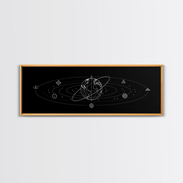 Minimal Celestial Orbit Diagram Wall Art, Black And White Space Poster, Modern Astronomy Decor, Geometric Gallery Print Gift