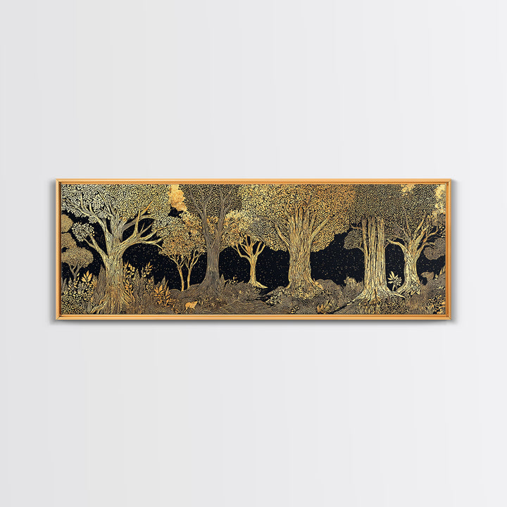 Black And Gold African Tree Forest Wall Art, Baobab Tree Print, Abstract African Art, Luxury Canvas Decor For Living Room