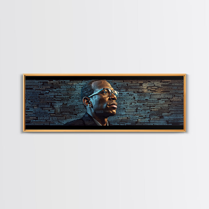 Black Man Portrait With Typographic Code Wall Art, Afrocentric Art, Modern Black Art, Office Decor, Digital Canvas Print