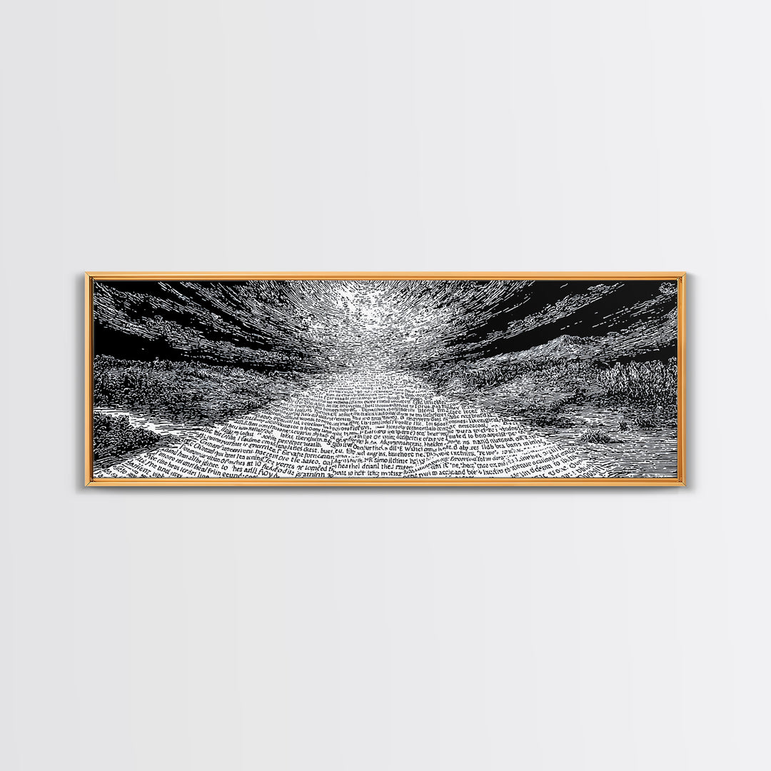 Monochrome Text Wave Abstract Wall Art, Black And White Art, Minimalist Canvas Print, Modern Office Decor, Statement Art
