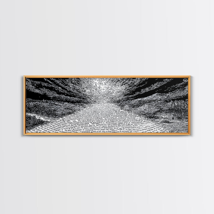 Monochrome Text Wave Abstract Wall Art, Black And White Art, Minimalist Canvas Print, Modern Office Decor, Statement Art