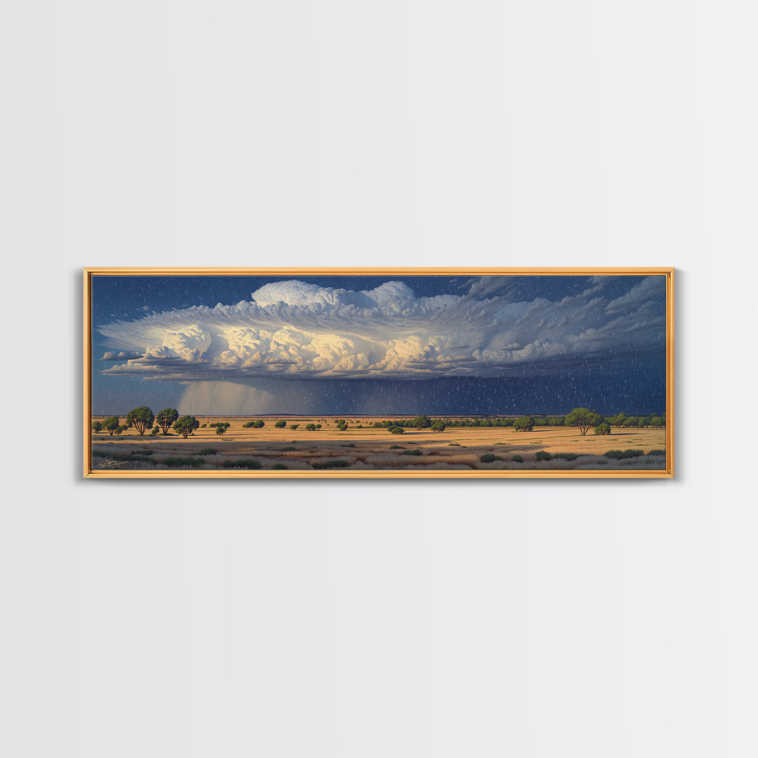 Savanna Storm Clouds With Acacia Trees Wall Art, African Safari Art, Serengeti Wall Art, Nature Scene Art, Living Room Decor