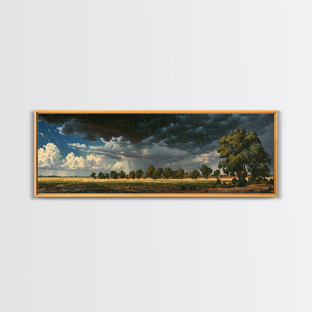 Dark Rainstorm Over Acacia Plain Canvas Print, African Landscape, African Safari Art, Nature Scene Art, Statement Wall Decor