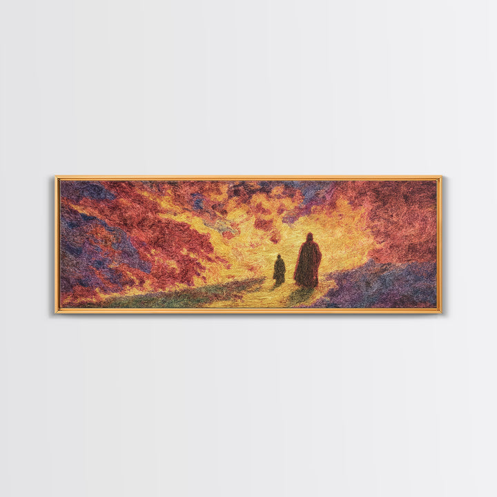 Fiery Abstract Journey Wall Art, African Inspired Orange Landscape, Dramatic Canvas Decor, Modern Statement Art Print Gift