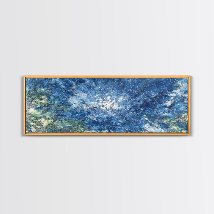 Blue White Ocean Splash Abstract Wall Art, Modern Canvas Print, Coastal African Inspired Decor, Large Living Room Art Gift