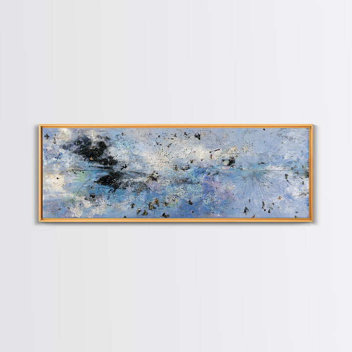 Pale Blue Black Gold Abstract Wall Art, Textured Canvas Print, Modern African Art Decor, Minimalist Office Decor Gift For Him