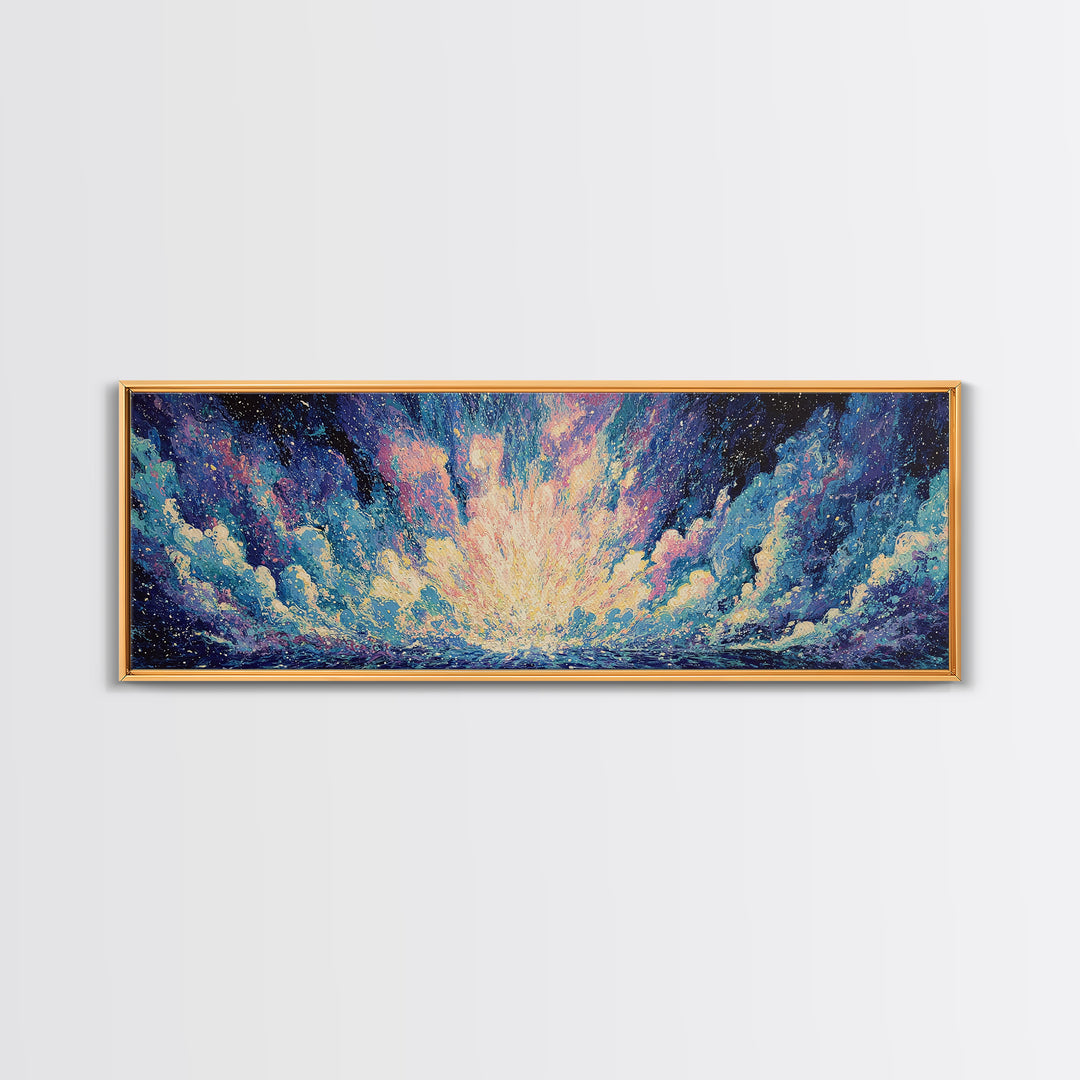 Cosmic Blue Ocean Sky Canvas Print, Abstract Wall Art, Dreamy Wall Art, Modern Canvas Art, Nature Scene Art, Bedroom Decor