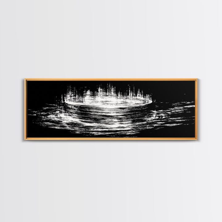 Black And White Lunar Water Ripple Wall Art, Minimalist Abstract Art, Modern Canvas Print, Meditation Room Decor, Dreamy Home Decor
