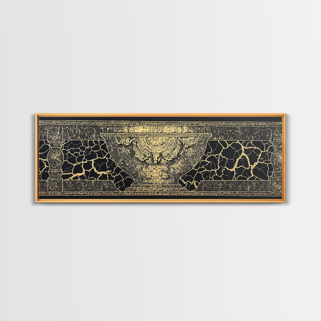 Black Gold Ancient Vessel Pattern Wall Art, Abstract Art, Luxury Canvas Art, Elegant Home Decor, Statement Wall Decor, Gift For Him
