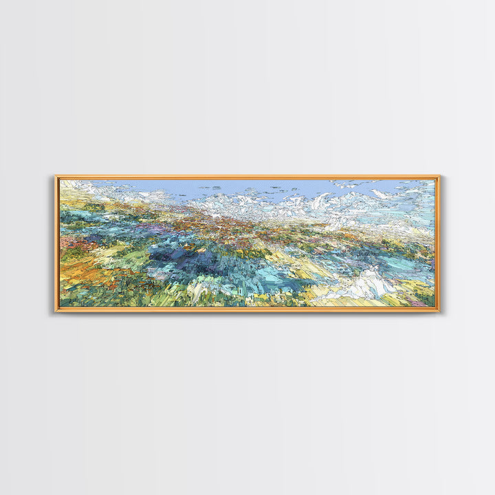 Wind Swept Abstract Coastal Fields Wall Art, Modern African Art Print, Textured Landscape Decor, Dreamy Panoramic Canvas