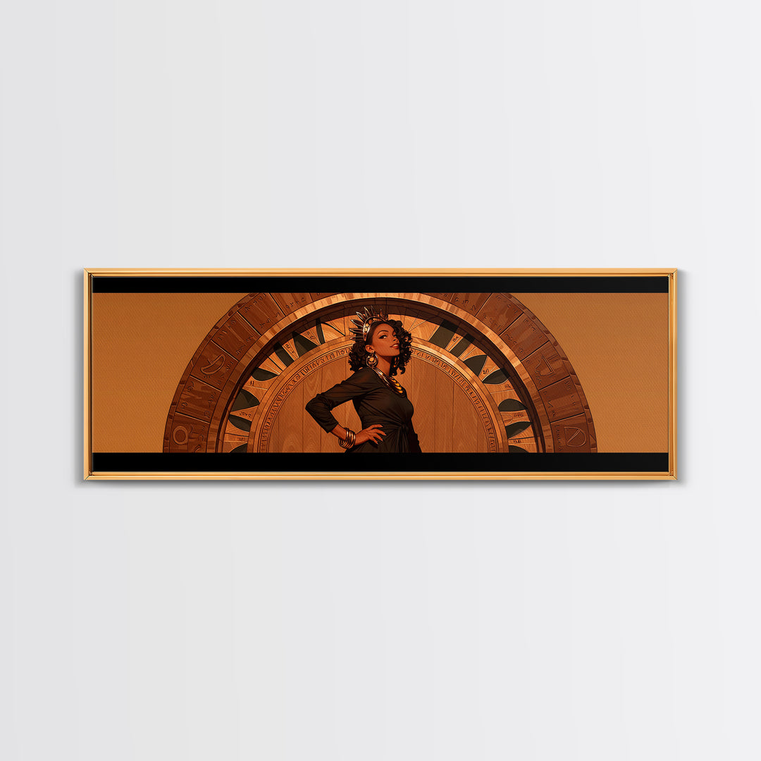 Elegant Black Woman Portrait In Orange Arch, African American Art Wall Art, Fashion Canvas Print, Stylish Home Decor Gift