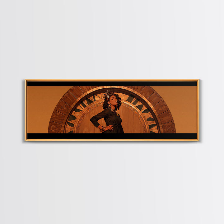 Elegant Black Woman Portrait In Orange Arch, African American Art Wall Art, Fashion Canvas Print, Stylish Home Decor Gift