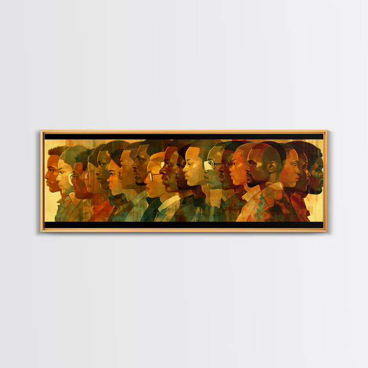 Panoramic African Diaspora Headphones Canvas Print, Modern Black People Art, Afrocentric Culture Wall Decor Gift For Music Lovers