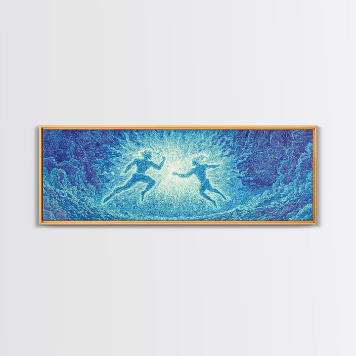 Blue Mystical Spirit Dancers In Flowing Water Wall Art, Dreamy Wall Art, Abstract Art, Modern Canvas Art, Spiritual Wall Decor